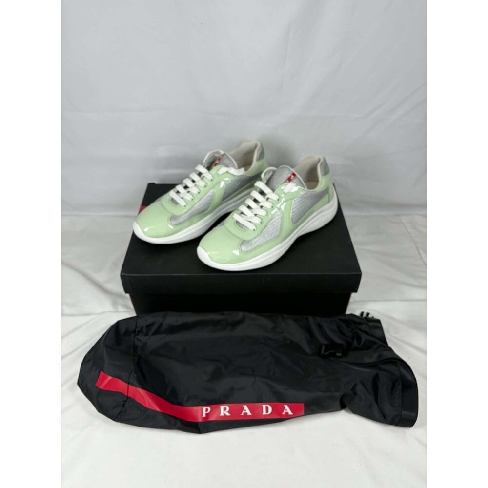 Prada American Cup Patent Mint Green Mens Mesh Sneakers - Sz 7 US SPB JA-365540 - Picture 3 of 14